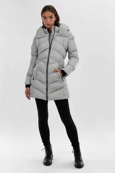 Canada Weather Gear Chevron Quilted Parka Jacket - Grey - Womens Parka Jackets - Fairweather