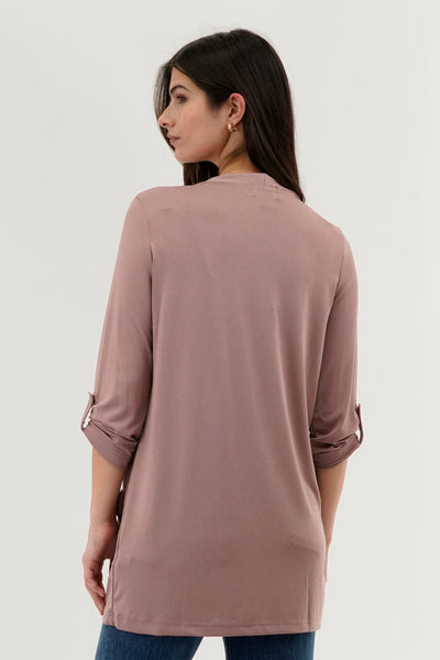 International INC Company Roll Up Sleeve Wrap Cardigan - Pink