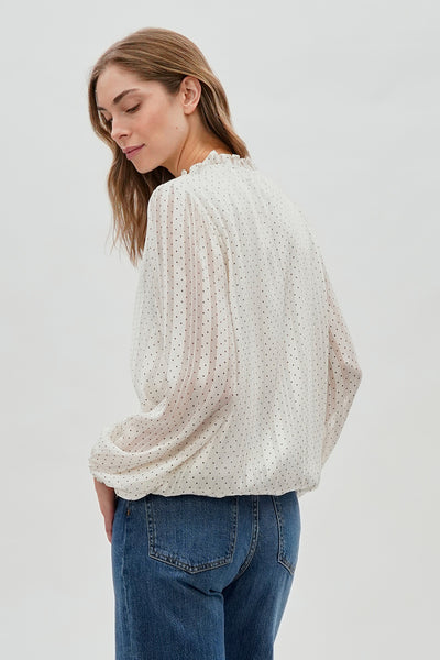 Costa Blanca Polka Dot Long Sleeve Blouse - White - Womens Shirts & Blouses - Fairweather