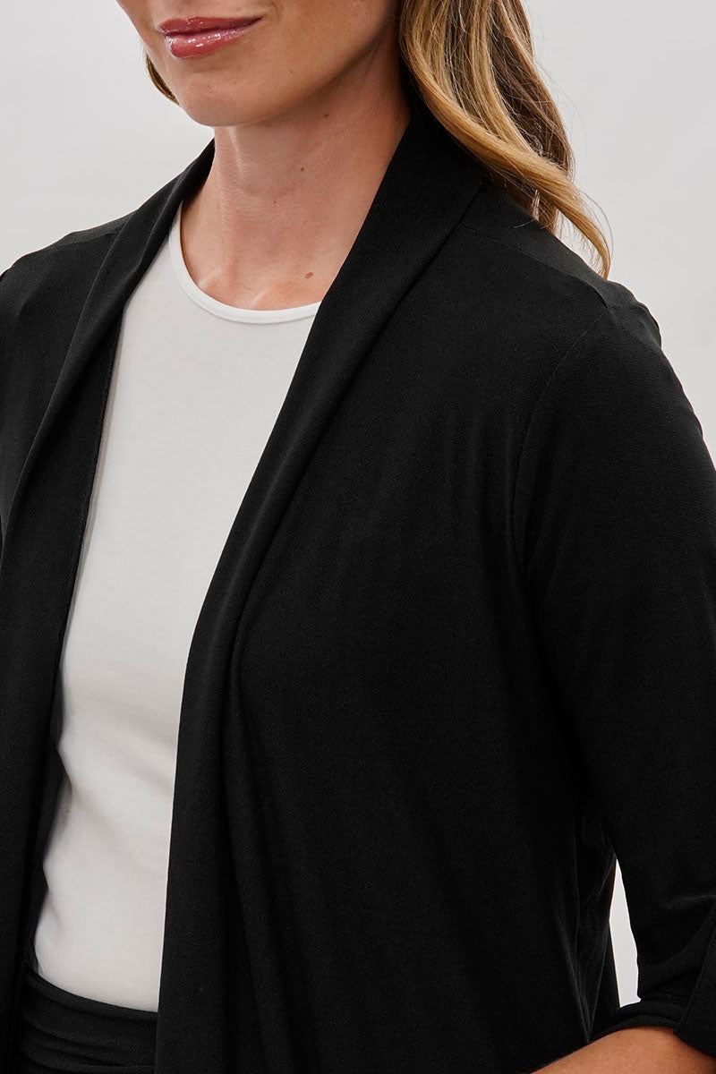 Costa Blanca Open Lightweight Wrap Cardigan - Black - Womens Cardigans - Fairweather