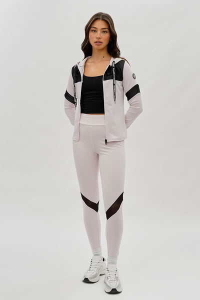 Super Triple Goose Zip Up Mesh Detail Hoodie - Blush - Womens Hoodies & Sweatshirts - Fairweather