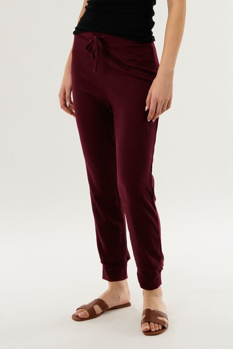 International INC Company Waffle Knit Joggers - Burgundy - Womens Joggers & Sweatpants - Fairweather