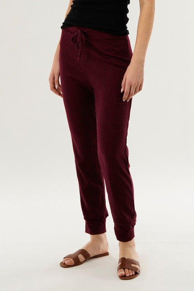 International INC Company Waffle Knit Joggers - Burgundy - Womens Joggers & Sweatpants - Fairweather
