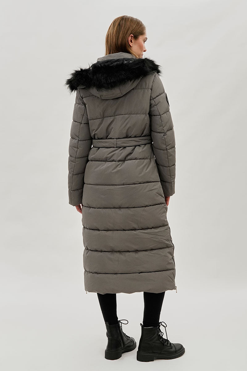 Parka longue doublée de fausse fourrure Canada Weather Gear - Noir