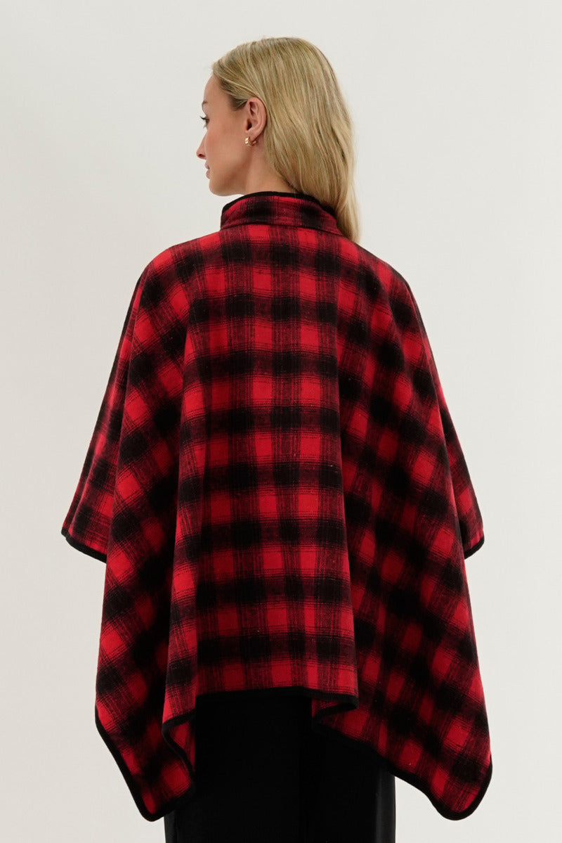 Canada Weather Gear Tartan Plaid Poncho - Red - Womens Ponchos - Fairweather