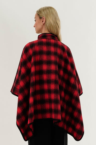 Canada Weather Gear Tartan Plaid Poncho - Red - Womens Ponchos - Fairweather