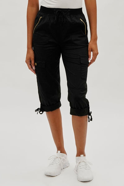 International INC Company Drawstring Cargo Capris - Black - Womens Shorts & Capris - Fairweather