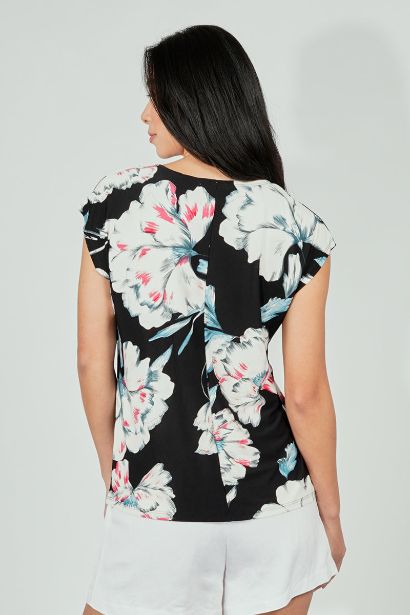 Beechers Brook Floral Circle Neck Tee - Black - Womens Tees & Tank Tops - Fairweather