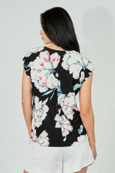 Beechers Brook Floral Circle Neck Tee - Black - Womens Tees & Tank Tops - Fairweather