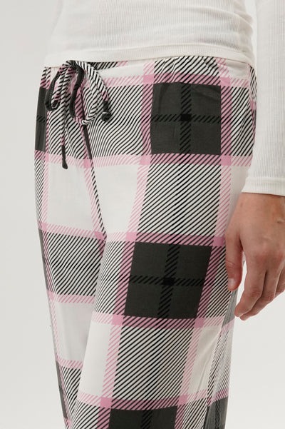 Canada Weather Gear Plaid Wide Leg Pajama Pants - White - Womens Pajamas - Fairweather