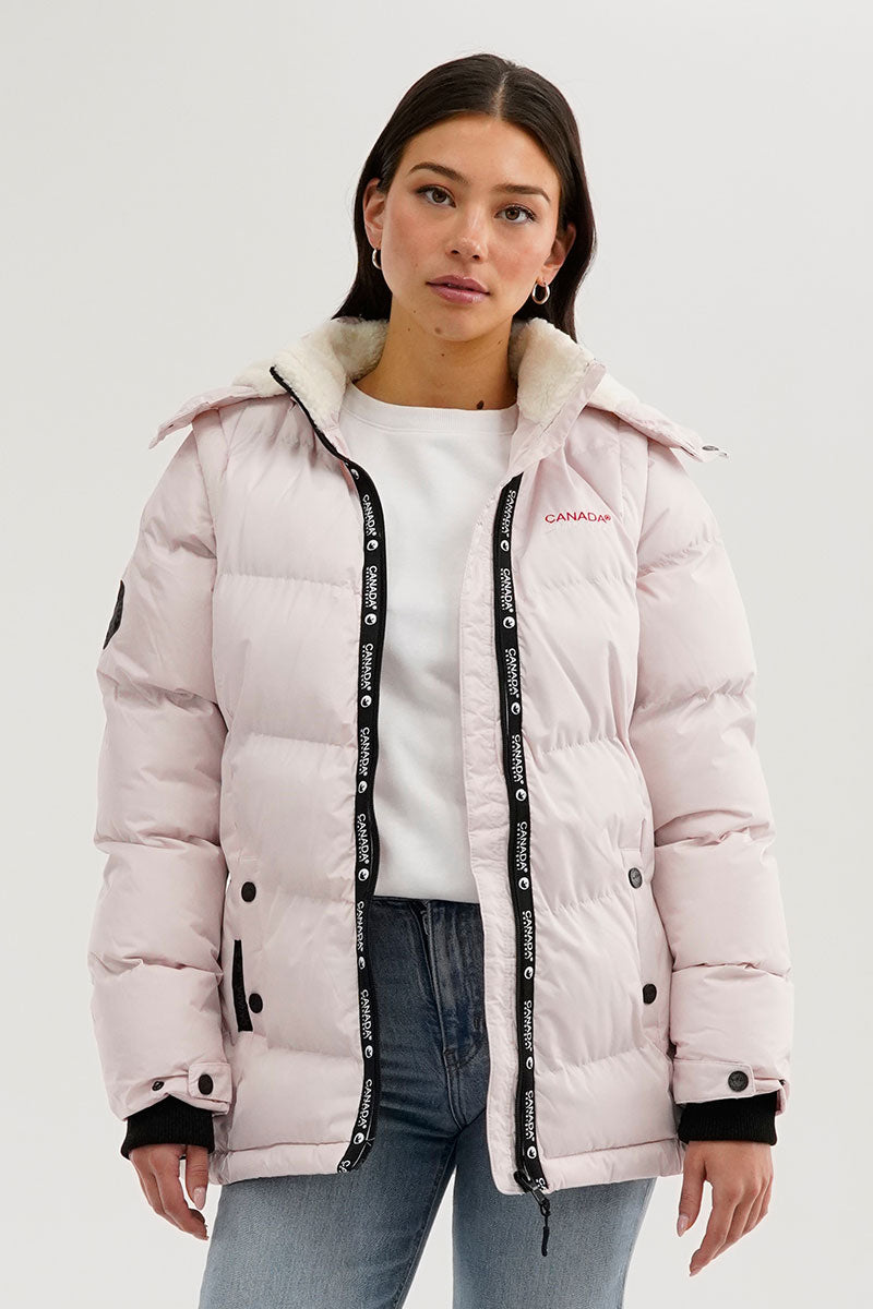 Canada Weather Gear Zip Off Sleeve Parka Jacket - Blush - Womens Parka Jackets - Fairweather