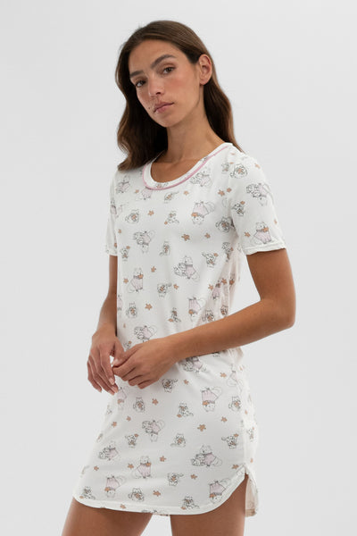 Canada Weather Gear Dog Print Tunic Pajama Top - White - Womens Pajamas - Fairweather