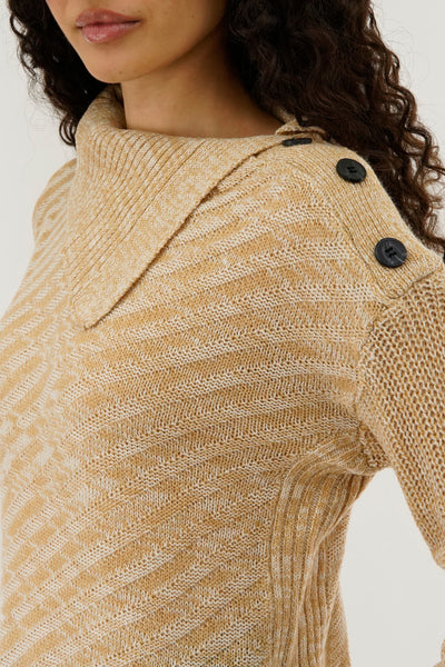 Beechers Brook High Neck Pullover Sweater - Beige - Womens Pullover Sweaters - Fairweather