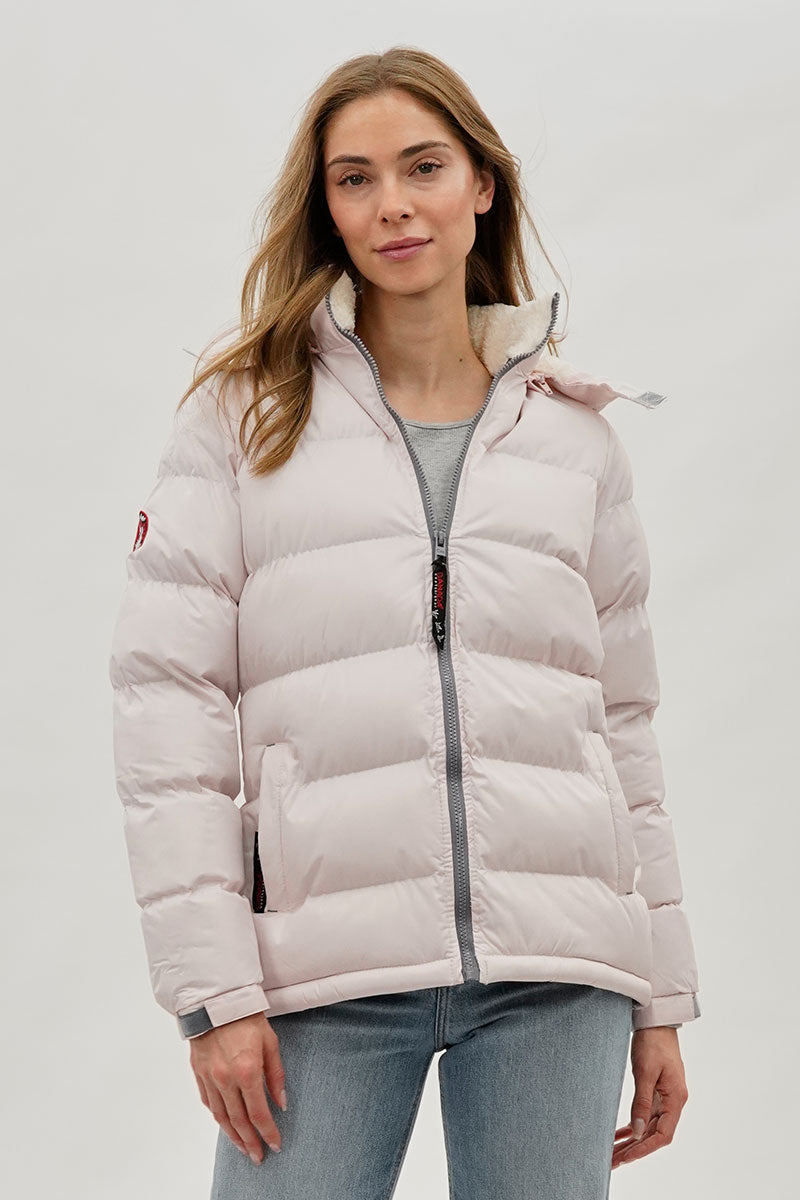 Blouson aviateur Canada Weather Gear à col doublé en sherpa - Blush