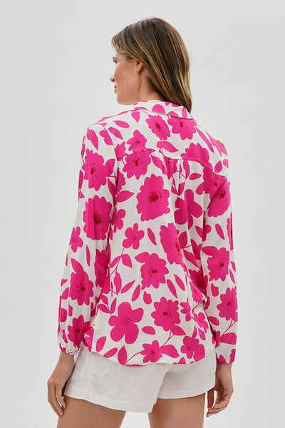 Beechers Brook Floral Button Down Blouse - White
