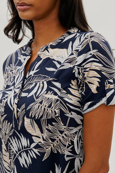 International INC Company Floral Short Sleeve Blouse - Navy - Womens Shirts & Blouses - Fairweather