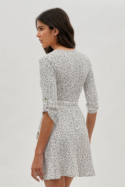 International INC Company Belted Polka Dot Print Day Dress - White - Womens Day Dresses - Fairweather