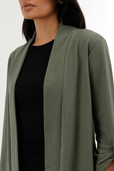 International INC Company Roll Up Sleeve Cardigan - Olive - Womens Cardigans - Fairweather