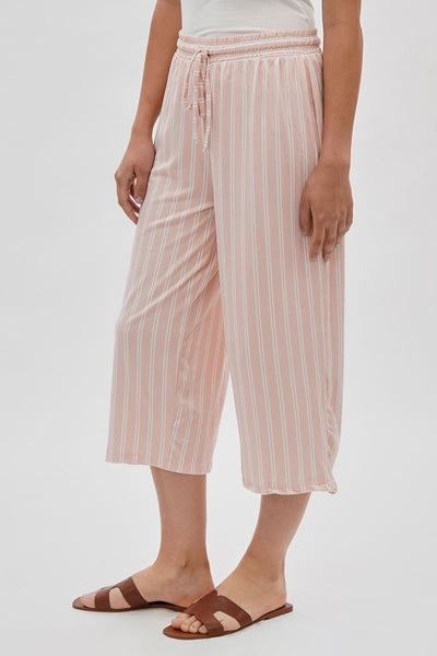 International INC Company Striped Wide Leg Capris Pants - Blush - Womens Pants - Fairweather