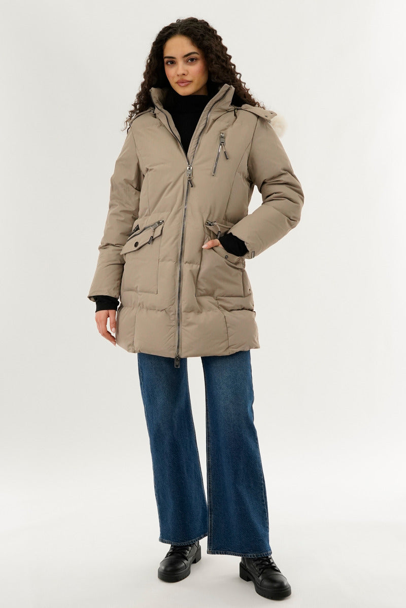 Canada Weather Gear Faux Fur Lined Hood Parka Jacket - Cream - Womens Parka Jackets - Fairweather