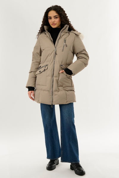 Canada Weather Gear Faux Fur Lined Hood Parka Jacket - Cream - Womens Parka Jackets - Fairweather