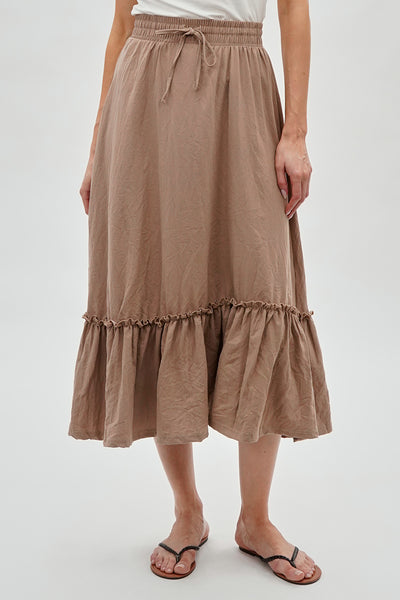 Runaway Bay Tiered Cinched Skirt - Taupe - Womens Skirts - Fairweather