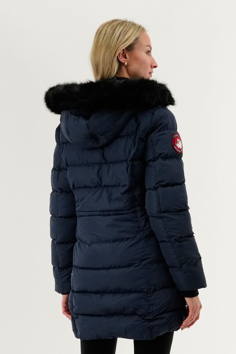 Canada Weather Gear Tie Waist Puffer Parka Jacket - Navy - Womens Parka Jackets - Fairweather