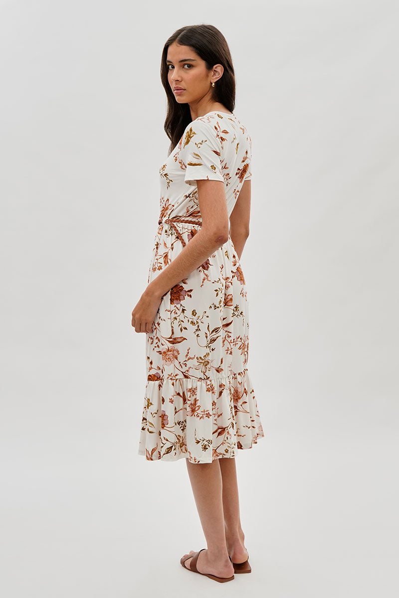 International INC Company Belted Short Sleeve Midi Dress - White - Womens Midi Dresses - Fairweather