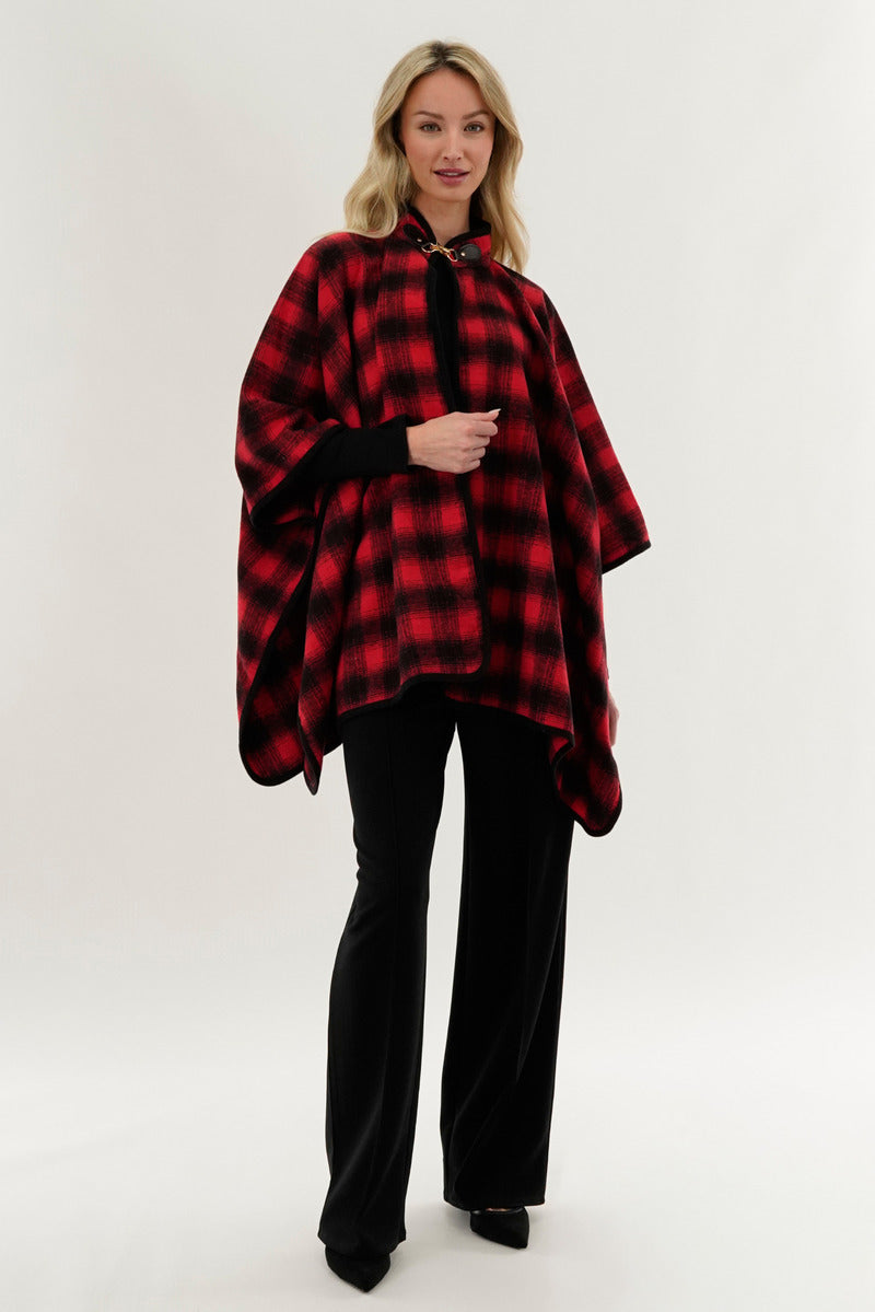 Canada Weather Gear Tartan Plaid Poncho - Red - Womens Ponchos - Fairweather