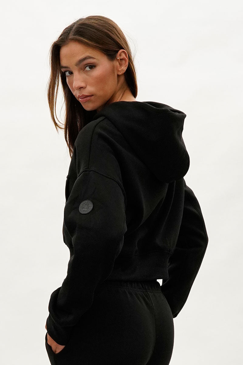 Fahrenheit Cropped Drop Shoulder Hoodie - Black - Womens Hoodies & Sweatshirts - Fairweather