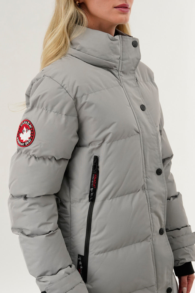 Canada Weather Gear Quilted Maxi Parka Jacket - Grey - Womens Parka Jackets - Fairweather