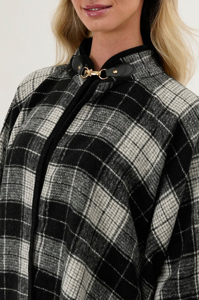 Canada Weather Gear Tartan Plaid Poncho - Black - Womens Ponchos - Fairweather