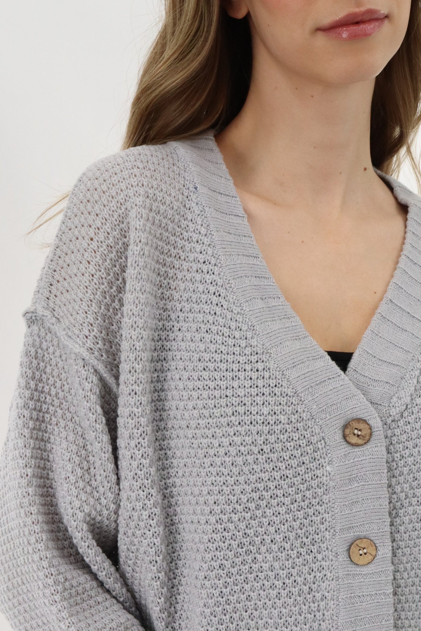 Runaway Bay V-Neck Knit Cardigan - Grey - Womens Cardigans - Fairweather