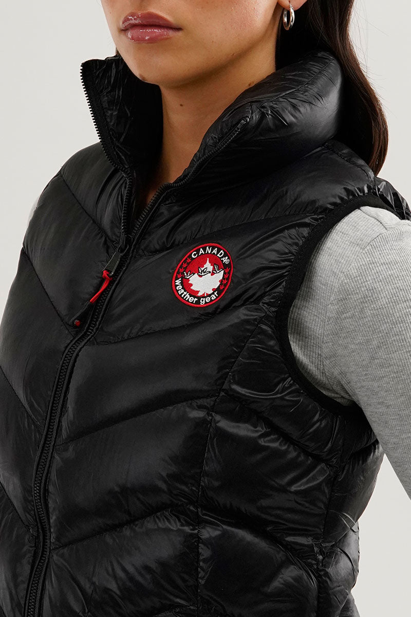 Canada Weather Gear Chevron Bubble Vest - Black - Womens Vests - Fairweather