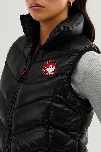 Canada Weather Gear Chevron Bubble Vest - Black - Womens Vests - Fairweather