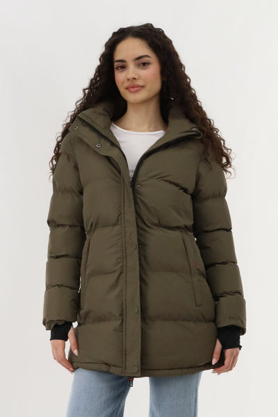 Canada Weather Gear Quilted Hip Length Parka Jacket - Green - Womens Parka Jackets - Fairweather