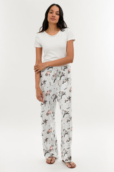 Canada Weather Gear Sloth Print Wide Leg Pajama Pants - Grey - Womens Pajamas - Fairweather