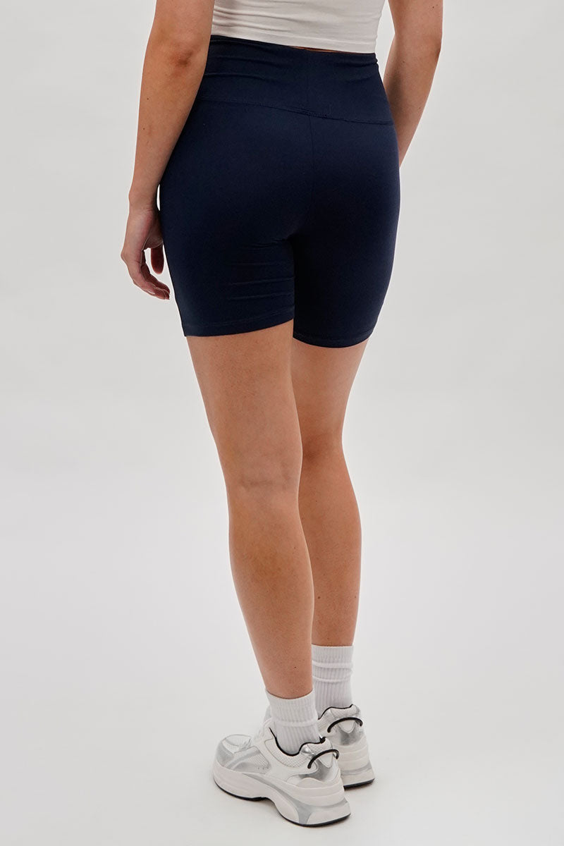Mikk High-Waisted Biker Shorts - Navy - Womens Shorts & Capris - Fairweather