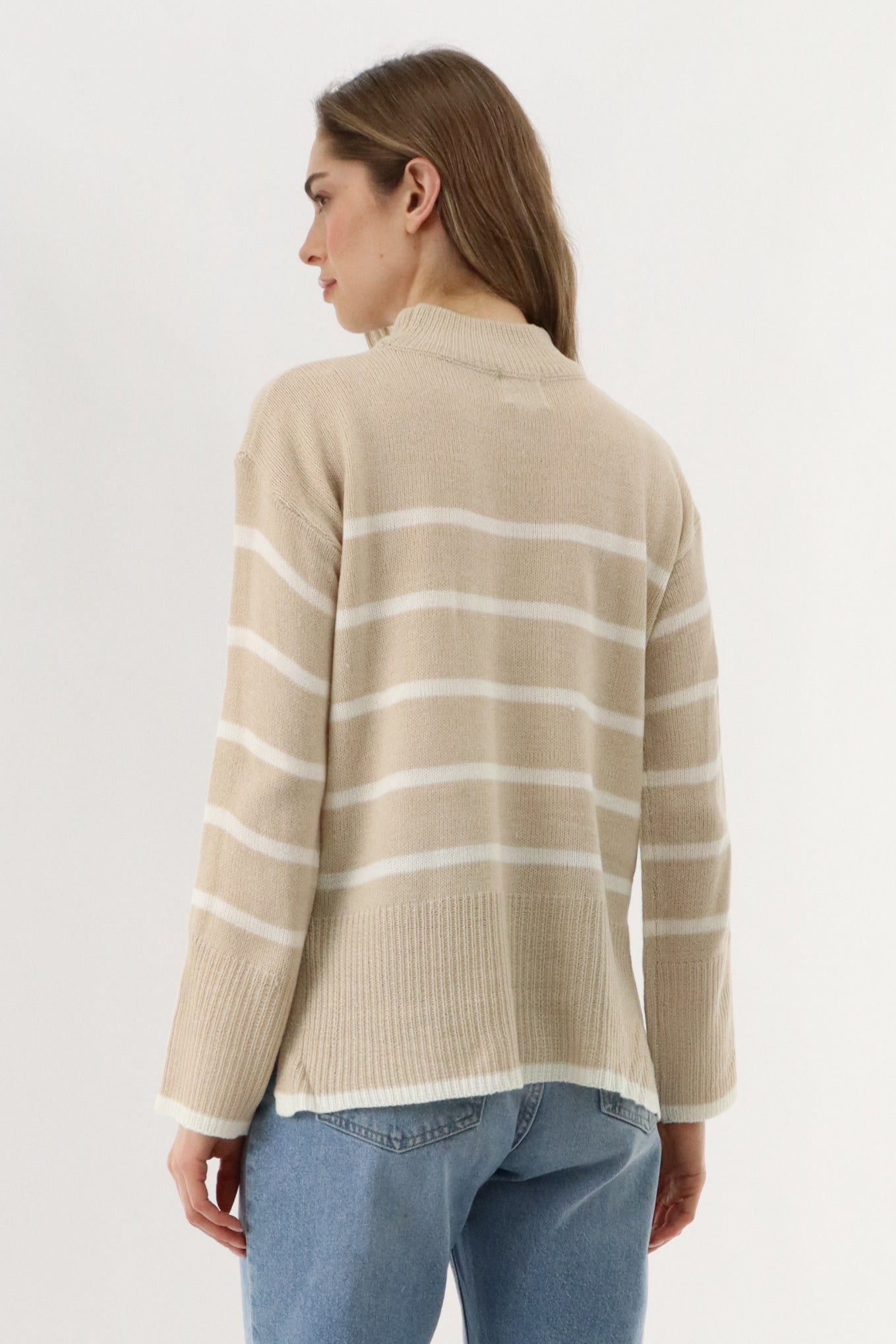 Beechers Brook Striped Knit Pullover Sweater - Beige - Womens Pullover Sweaters - Fairweather