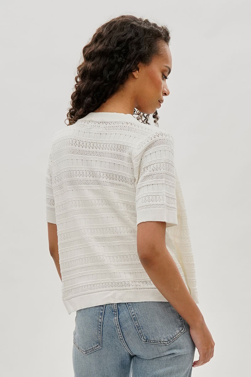 Beechers Brook Short Sleeve Knit Cardigan - White - Womens Cardigans - Fairweather