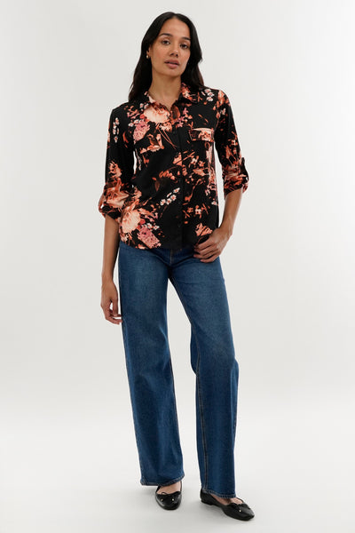 International INC Company Floral Button Down Shirt - Black - Womens Shirts & Blouses - Fairweather
