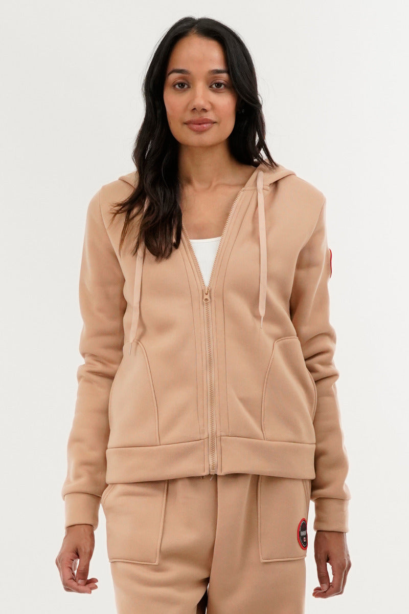 Fahrenheit Classic Zip Up Hoodie - Beige - Womens Hoodies & Sweatshirts - Fairweather