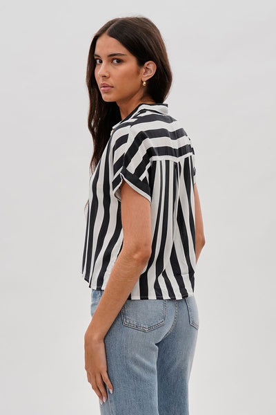 Stylexchange Vintage Striped Button Down Shirt - Black - Womens Shirts & Blouses - Fairweather