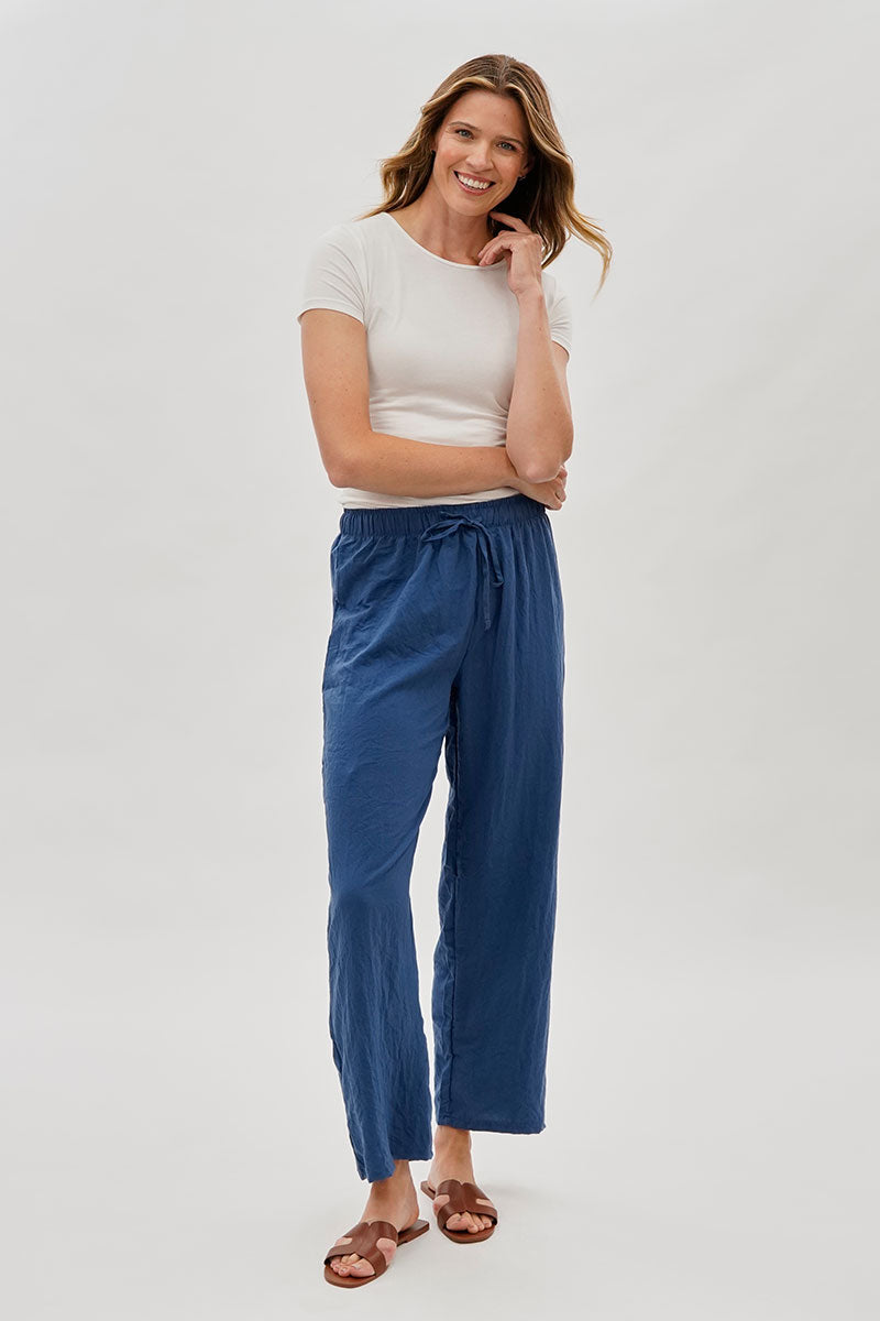 Runaway Bay Wide Leg Tie Waist Pants - Blue - Womens Pants - Fairweather