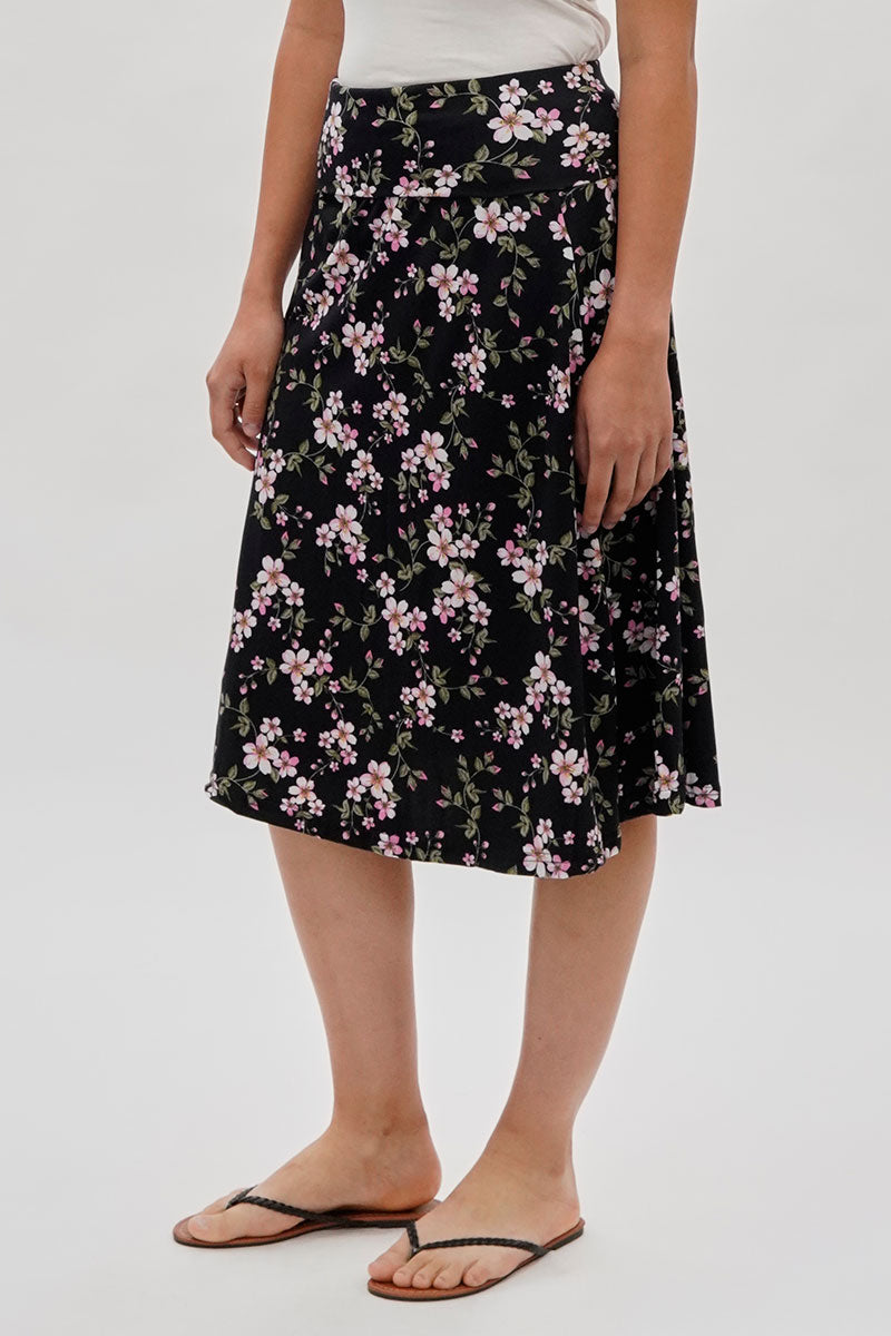 International INC Company Floral Fold Over Skirt - Black - Womens Skirts - Fairweather