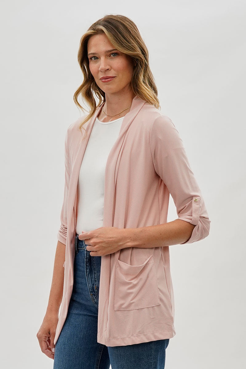 Costa Blanca Open Lightweight Wrap Cardigan - Blush - Womens Cardigans - Fairweather