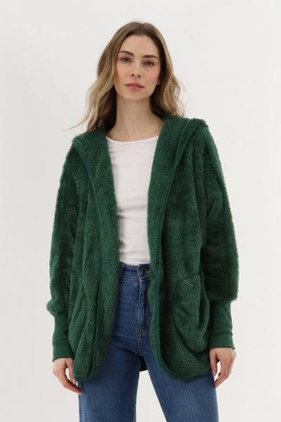 Canada Weather Gear Open Front Teddy Cardigan - Green - Womens Cardigans - Fairweather