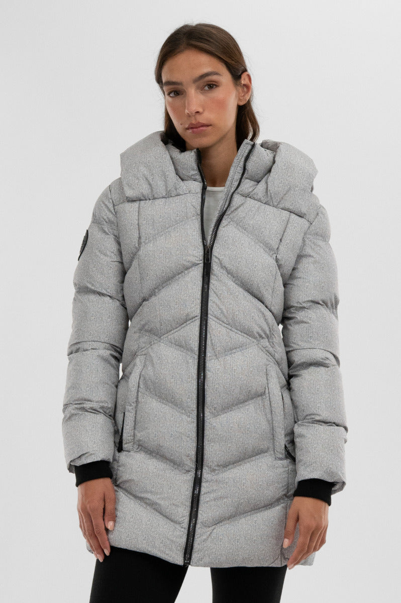 Canada Weather Gear Chevron Quilted Parka Jacket - Grey - Womens Parka Jackets - Fairweather