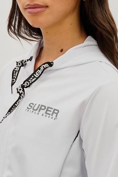 Super Triple Goose Cropped Active Hoodie - White - Womens Hoodies & Sweatshirts - Fairweather