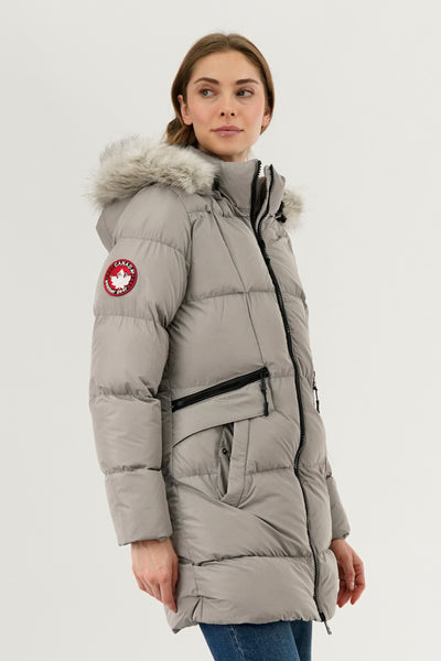Canada Weather Gear Faux Fur Trim Puffer Parka Jacket - Stone